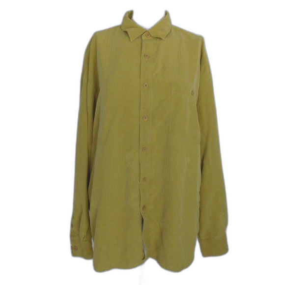 TOMMY BAHAMA Silk Shirt, L, Green, Long sleeves, Pocket, Jacquard stripes, Solid - Picture 11 of 13